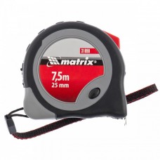Рулетка Continuous fixation, 7,5 м х 25 мм, двухкомпонентный корпус, плавная фиксация Matrix
